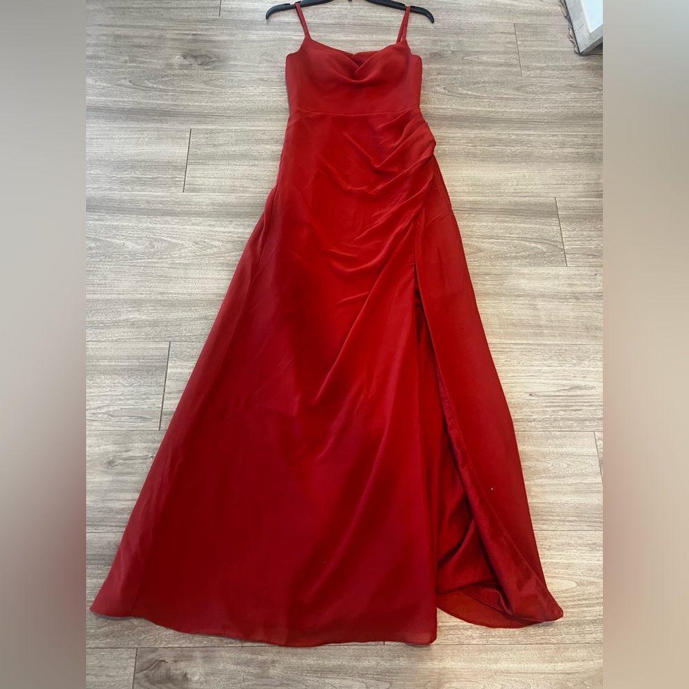 JJs House Red Strapless Ruched Gown for Prom
